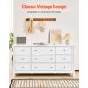 imageVEVOR 6 Drawer Dresser Wooden Chest of Drawers with Sliding and Antitip Device Retro Minimalist Dresser Chest Closet Storage TV Stand Organizer for Living Room Hallway Bedroom Entryway White591D x 157W x 311H 7 Drawers
