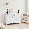 imageVEVOR 6 Drawer Dresser Wooden Chest of Drawers with Sliding and Antitip Device Retro Minimalist Dresser Chest Closet Storage TV Stand Organizer for Living Room Hallway Bedroom Entryway White472D x 157W x 311H 6 Drawers