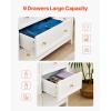 imageVEVOR 6 Drawer Dresser Wooden Chest of Drawers with Sliding and Antitip Device Retro Minimalist Dresser Chest Closet Storage TV Stand Organizer for Living Room Hallway Bedroom Entryway White591D x 157W x 311H 7 Drawers
