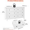 imageVEVOR 6 Drawer Dresser Wooden Chest of Drawers with Sliding and Antitip Device Retro Minimalist Dresser Chest Closet Storage TV Stand Organizer for Living Room Hallway Bedroom Entryway White472D x 157W x 311H 6 Drawers
