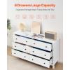 imageVEVOR 6 Drawer Dresser Wooden Chest of Drawers with Sliding and Antitip Device Retro Minimalist Dresser Chest Closet Storage TV Stand Organizer for Living Room Hallway Bedroom Entryway White472D x 157W x 311H 6 Drawers