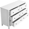 imageVEVOR 6 Drawer Dresser Wooden Chest of Drawers with Sliding and Antitip Device Retro Minimalist Dresser Chest Closet Storage TV Stand Organizer for Living Room Hallway Bedroom Entryway White472D x 157W x 311H 6 Drawers