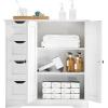imageVEVOR Bathroom Floor Cabinet 4Tier Wooden Storage Organizer with 2 Doors 2 Drawers and Adjustable Shelf Modern Home Furniture Freestanding Cupboard for KitchenLiving RoomEntryway Use White2 Doors  4 Drawers
