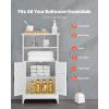 imageVEVOR Bathroom Floor Cabinet 4Tier Wooden Storage Organizer with 2 Doors 2 Drawers and Adjustable Shelf Modern Home Furniture Freestanding Cupboard for KitchenLiving RoomEntryway Use White2 Doors  2 Shelf