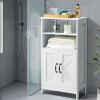 imageVEVOR Bathroom Floor Cabinet 4Tier Wooden Storage Organizer with 2 Doors 2 Drawers and Adjustable Shelf Modern Home Furniture Freestanding Cupboard for KitchenLiving RoomEntryway Use White2 Doors  2 Shelf