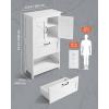 imageVEVOR Bathroom Floor Cabinet 4Tier Wooden Storage Organizer with 2 Doors 2 Drawers and Adjustable Shelf Modern Home Furniture Freestanding Cupboard for KitchenLiving RoomEntryway Use White2 Doors  2 Drawers