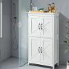 imageVEVOR Bathroom Floor Cabinet 4Tier Wooden Storage Organizer with 2 Doors 2 Drawers and Adjustable Shelf Modern Home Furniture Freestanding Cupboard for KitchenLiving RoomEntryway Use White4 Doors