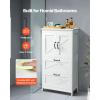 imageVEVOR Bathroom Floor Cabinet 4Tier Wooden Storage Organizer with 2 Doors 2 Drawers and Adjustable Shelf Modern Home Furniture Freestanding Cupboard for KitchenLiving RoomEntryway Use White2 Doors  2 Drawers