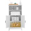 imageVEVOR Bathroom Floor Cabinet 4Tier Wooden Storage Organizer with 2 Doors 2 Drawers and Adjustable Shelf Modern Home Furniture Freestanding Cupboard for KitchenLiving RoomEntryway Use White2 Doors  2 Shelf