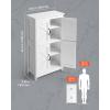 imageVEVOR Bathroom Floor Cabinet 4Tier Wooden Storage Organizer with 2 Doors 2 Drawers and Adjustable Shelf Modern Home Furniture Freestanding Cupboard for KitchenLiving RoomEntryway Use White4 Doors