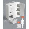 imageVEVOR Bathroom Floor Cabinet 4Tier Wooden Storage Organizer with 2 Doors 2 Drawers and Adjustable Shelf Modern Home Furniture Freestanding Cupboard for KitchenLiving RoomEntryway Use White2 Doors  4 Drawers