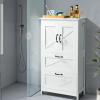 imageVEVOR Bathroom Floor Cabinet 4Tier Wooden Storage Organizer with 2 Doors 2 Drawers and Adjustable Shelf Modern Home Furniture Freestanding Cupboard for KitchenLiving RoomEntryway Use White2 Doors  2 Drawers