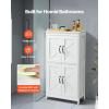 imageVEVOR Bathroom Floor Cabinet 4Tier Wooden Storage Organizer with 2 Doors 2 Drawers and Adjustable Shelf Modern Home Furniture Freestanding Cupboard for KitchenLiving RoomEntryway Use White4 Doors