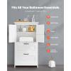 imageVEVOR Bathroom Floor Cabinet 4Tier Wooden Storage Organizer with 2 Doors 2 Drawers and Adjustable Shelf Modern Home Furniture Freestanding Cupboard for KitchenLiving RoomEntryway Use White2 Doors  2 Drawers