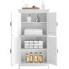 imageVEVOR Bathroom Floor Cabinet 4Tier Wooden Storage Organizer with 2 Doors 2 Drawers and Adjustable Shelf Modern Home Furniture Freestanding Cupboard for KitchenLiving RoomEntryway Use White4 Doors