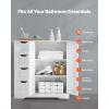 imageVEVOR Bathroom Floor Cabinet 4Tier Wooden Storage Organizer with 2 Doors 2 Drawers and Adjustable Shelf Modern Home Furniture Freestanding Cupboard for KitchenLiving RoomEntryway Use White2 Doors  4 Drawers