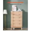imageVEVOR Fluted 6 Drawer Dresser 54quot Wide Chest of Drawers with Faux Marble Top Modern Dresser TV Stand Wooden Closet Clothes Storage Organizer for Bedroom Living Room Hallway Entryway Natural Oak295D x 157W x 48H 7 Drawers