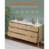 imageVEVOR Fluted 6 Drawer Dresser 54quot Wide Chest of Drawers with Faux Marble Top Modern Dresser TV Stand Wooden Closet Clothes Storage Organizer for Bedroom Living Room Hallway Entryway Natural Oak54D x 157W x 32H 6 Drawers