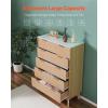 imageVEVOR Fluted 6 Drawer Dresser 54quot Wide Chest of Drawers with Faux Marble Top Modern Dresser TV Stand Wooden Closet Clothes Storage Organizer for Bedroom Living Room Hallway Entryway Natural Oak295D x 157W x 48H 7 Drawers