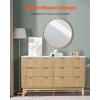 imageVEVOR Fluted 6 Drawer Dresser 54quot Wide Chest of Drawers with Faux Marble Top Modern Dresser TV Stand Wooden Closet Clothes Storage Organizer for Bedroom Living Room Hallway Entryway Natural Oak54D x 157W x 32H 6 Drawers