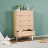 imageVEVOR Fluted 6 Drawer Dresser 54quot Wide Chest of Drawers with Faux Marble Top Modern Dresser TV Stand Wooden Closet Clothes Storage Organizer for Bedroom Living Room Hallway Entryway Natural Oak295D x 157W x 48H 7 Drawers