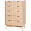 imageVEVOR Fluted 6 Drawer Dresser 54quot Wide Chest of Drawers with Faux Marble Top Modern Dresser TV Stand Wooden Closet Clothes Storage Organizer for Bedroom Living Room Hallway Entryway Natural Oak295D x 157W x 48H 7 Drawers