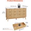 imageVEVOR Fluted 6 Drawer Dresser 54quot Wide Chest of Drawers with Faux Marble Top Modern Dresser TV Stand Wooden Closet Clothes Storage Organizer for Bedroom Living Room Hallway Entryway Natural Oak54D x 157W x 32H 6 Drawers