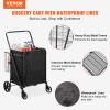 imageVEVOR Folding Shopping Cart with Removable Waterproof Liner 210LBS Large Capacity Jumbo Grocery Cart with Dual Basket 360 Swivel Wheels Dense Metal Mesh Base Heavy Duty Utility Cart for ShoppingJUMBO