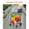 imageVEVOR Folding Shopping Cart with Removable Waterproof Liner 210LBS Large Capacity Jumbo Grocery Cart with Dual Basket 360 Swivel Wheels Dense Metal Mesh Base Heavy Duty Utility Cart for ShoppingLARGE