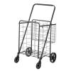 imageVEVOR Folding Shopping Cart with Removable Waterproof Liner 210LBS Large Capacity Jumbo Grocery Cart with Dual Basket 360 Swivel Wheels Dense Metal Mesh Base Heavy Duty Utility Cart for ShoppingLARGE