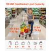 imageVEVOR Folding Shopping Cart with Removable Waterproof Liner 210LBS Large Capacity Jumbo Grocery Cart with Dual Basket 360 Swivel Wheels Dense Metal Mesh Base Heavy Duty Utility Cart for ShoppingLARGE