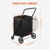imageVEVOR Folding Shopping Cart with Removable Waterproof Liner 210LBS Large Capacity Jumbo Grocery Cart with Dual Basket 360 Swivel Wheels Dense Metal Mesh Base Heavy Duty Utility Cart for ShoppingJUMBO