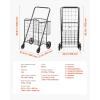 imageVEVOR Folding Shopping Cart with Removable Waterproof Liner 210LBS Large Capacity Jumbo Grocery Cart with Dual Basket 360 Swivel Wheels Dense Metal Mesh Base Heavy Duty Utility Cart for ShoppingLARGE