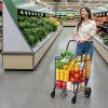 imageVEVOR Folding Shopping Cart with Removable Waterproof Liner 210LBS Large Capacity Jumbo Grocery Cart with Dual Basket 360 Swivel Wheels Dense Metal Mesh Base Heavy Duty Utility Cart for ShoppingLARGE