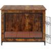 imageVEVOR Furniture Style Dog Crate with Storage 41 inch Dog Crate Furniture Large Breed with Double Doors Wooden Dog Cage for LargeMedium Dog Indoor Hold up to 70 lbs Rustic Brown325L x 219W x 252H