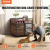 imageVEVOR Furniture Style Dog Crate with Storage 41 inch Dog Crate Furniture Large Breed with Double Doors Wooden Dog Cage for LargeMedium Dog Indoor Hold up to 70 lbs Rustic Brown410L x 236W x 362H