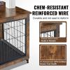 imageVEVOR Furniture Style Dog Crate with Storage 41 inch Dog Crate Furniture Large Breed with Double Doors Wooden Dog Cage for LargeMedium Dog Indoor Hold up to 70 lbs Rustic Brown325L x 219W x 252H