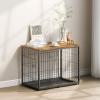 imageVEVOR Furniture Style Dog Crate with Storage 41 inch Dog Crate Furniture Large Breed with Double Doors Wooden Dog Cage for LargeMedium Dog Indoor Hold up to 70 lbs Rustic BrownM33