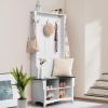 imageVEVOR Hall Tree Entryway Bench LED Coat Rack with Shoe Storage 59quot Wide Mudroom Bench with Storage and Seating Adjustable Shelves and 12 Hanging Hooks for Mudroom Entryway Hallway32 Width