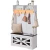 imageVEVOR Hall Tree Entryway Bench LED Coat Rack with Shoe Storage 59quot Wide Mudroom Bench with Storage and Seating Adjustable Shelves and 12 Hanging Hooks for Mudroom Entryway Hallway42 Width