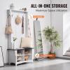 imageVEVOR Hall Tree Entryway Bench LED Coat Rack with Shoe Storage 59quot Wide Mudroom Bench with Storage and Seating Adjustable Shelves and 12 Hanging Hooks for Mudroom Entryway Hallway32 Width