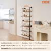 imageVEVOR Industrial Pipe Shelf 2 Tier 24x787in WallMount Floating Rustic Wood Shelves Bracket Display Bookshelf Storage Rack Sundries Holder for Kitchen Bedroom Bathroom Living Room Black6 Tier 24x984in