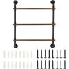 imageVEVOR Industrial Pipe Shelf 2 Tier 24x787in WallMount Floating Rustic Wood Shelves Bracket Display Bookshelf Storage Rack Sundries Holder for Kitchen Bedroom Bathroom Living Room Black3 Tier 32x787in