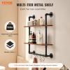 imageVEVOR Industrial Pipe Shelf 2 Tier 24x787in WallMount Floating Rustic Wood Shelves Bracket Display Bookshelf Storage Rack Sundries Holder for Kitchen Bedroom Bathroom Living Room Black2 Tier 24x787in
