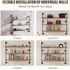 imageVEVOR Industrial Pipe Shelf 2 Tier 24x787in WallMount Floating Rustic Wood Shelves Bracket Display Bookshelf Storage Rack Sundries Holder for Kitchen Bedroom Bathroom Living Room Black3 Tier 48x984in