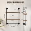 imageVEVOR Industrial Pipe Shelf 2 Tier 24x787in WallMount Floating Rustic Wood Shelves Bracket Display Bookshelf Storage Rack Sundries Holder for Kitchen Bedroom Bathroom Living Room Black2 Tier 24x787in