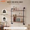 imageVEVOR Industrial Pipe Shelf 2 Tier 24x787in WallMount Floating Rustic Wood Shelves Bracket Display Bookshelf Storage Rack Sundries Holder for Kitchen Bedroom Bathroom Living Room Black3 Tier 32x787in