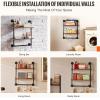imageVEVOR Industrial Pipe Shelf 2 Tier 24x787in WallMount Floating Rustic Wood Shelves Bracket Display Bookshelf Storage Rack Sundries Holder for Kitchen Bedroom Bathroom Living Room Black2 Tier 24x787in