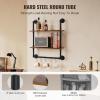 imageVEVOR Industrial Pipe Shelf 2 Tier 24x787in WallMount Floating Rustic Wood Shelves Bracket Display Bookshelf Storage Rack Sundries Holder for Kitchen Bedroom Bathroom Living Room Black2 Tier 24x787in