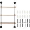 imageVEVOR Industrial Pipe Shelf 2 Tier 24x787in WallMount Floating Rustic Wood Shelves Bracket Display Bookshelf Storage Rack Sundries Holder for Kitchen Bedroom Bathroom Living Room Black3 Tier 24x787in